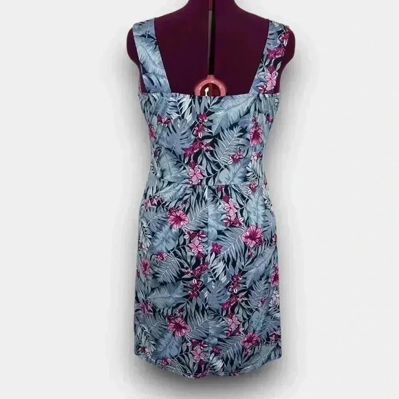 🟢 2/$25 ~ IB DIFFUSION ladies midi dress floral‎ dress 1X blue/white/black/pink - Picture 4 of 8